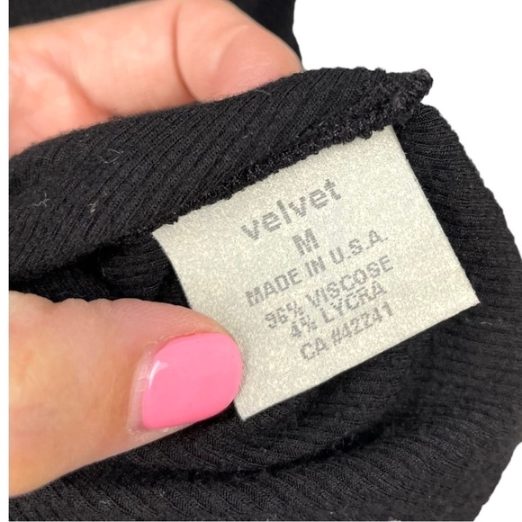 Velvet by Graham & Spencer Black Ribbed Viscose Jersey Ruched Midi Dress Size M - Picture 7 of 8